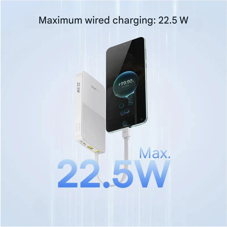 پاوربانک Baseus مدل EnerFill FC51 ظرفیت ۲۰۰۰۰ میلیآمپر ساعت با توان ۲۲.۵ وات و کابل Type-C متصل
