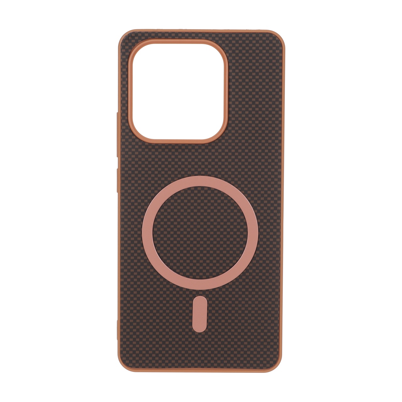 قاب مگ سیف شیائومی طرح شطرنجی Magnet فلزی Xiaomi Redmi Note 14 4G - قهوه ای