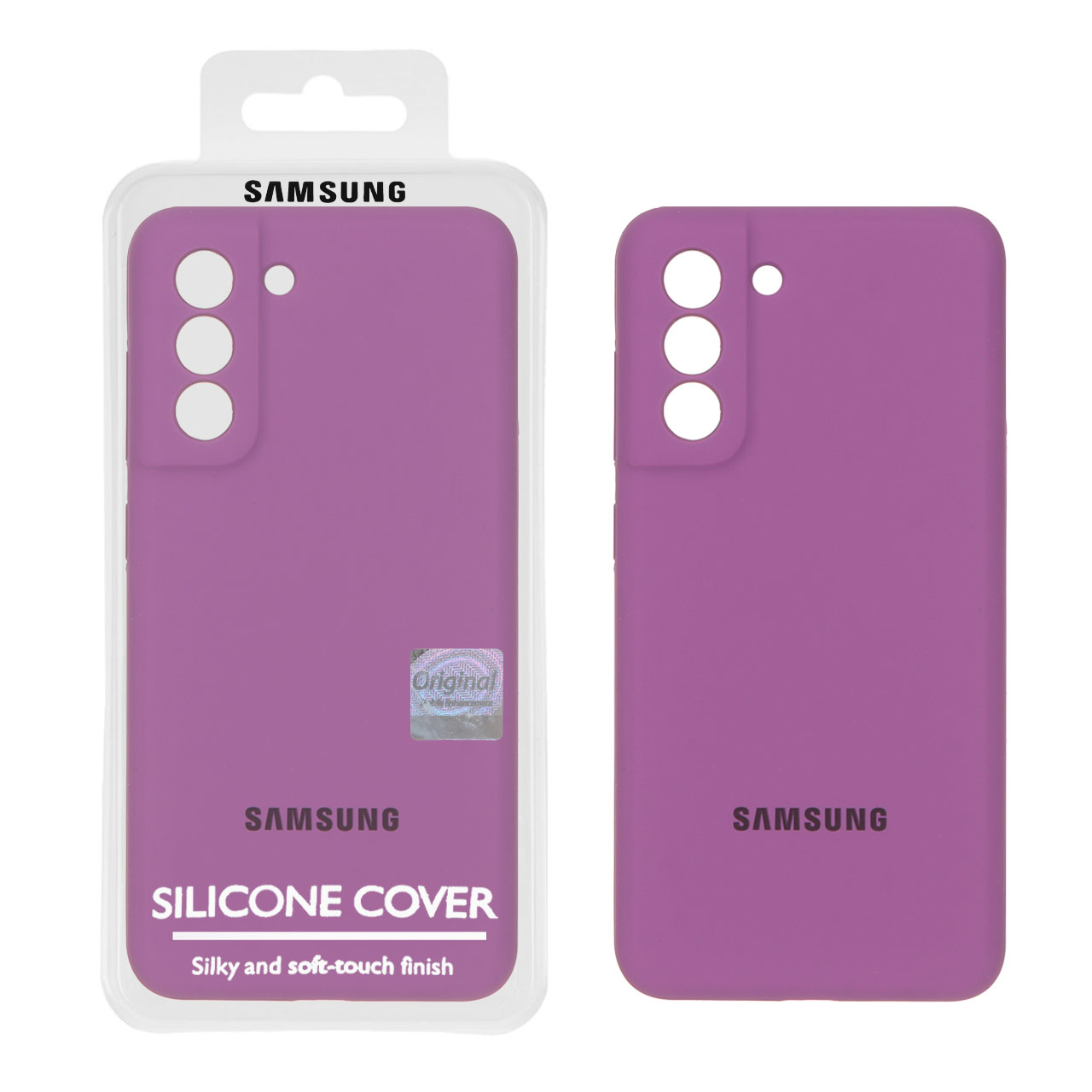 قاب سیلیکونی اورجینال داخل مخمل Master Quality پاک کنی محافظ لنزدار سامسونگ مدل Samsung Galaxy S21 FE (پک اصلی)