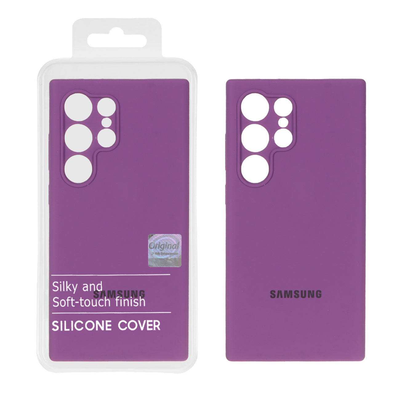 قاب سیلیکونی داخل مخمل پاک کنی اورجینال Master Quality مدل Samsung Galaxy S24 Ultra - ارغوانی (پک دار)