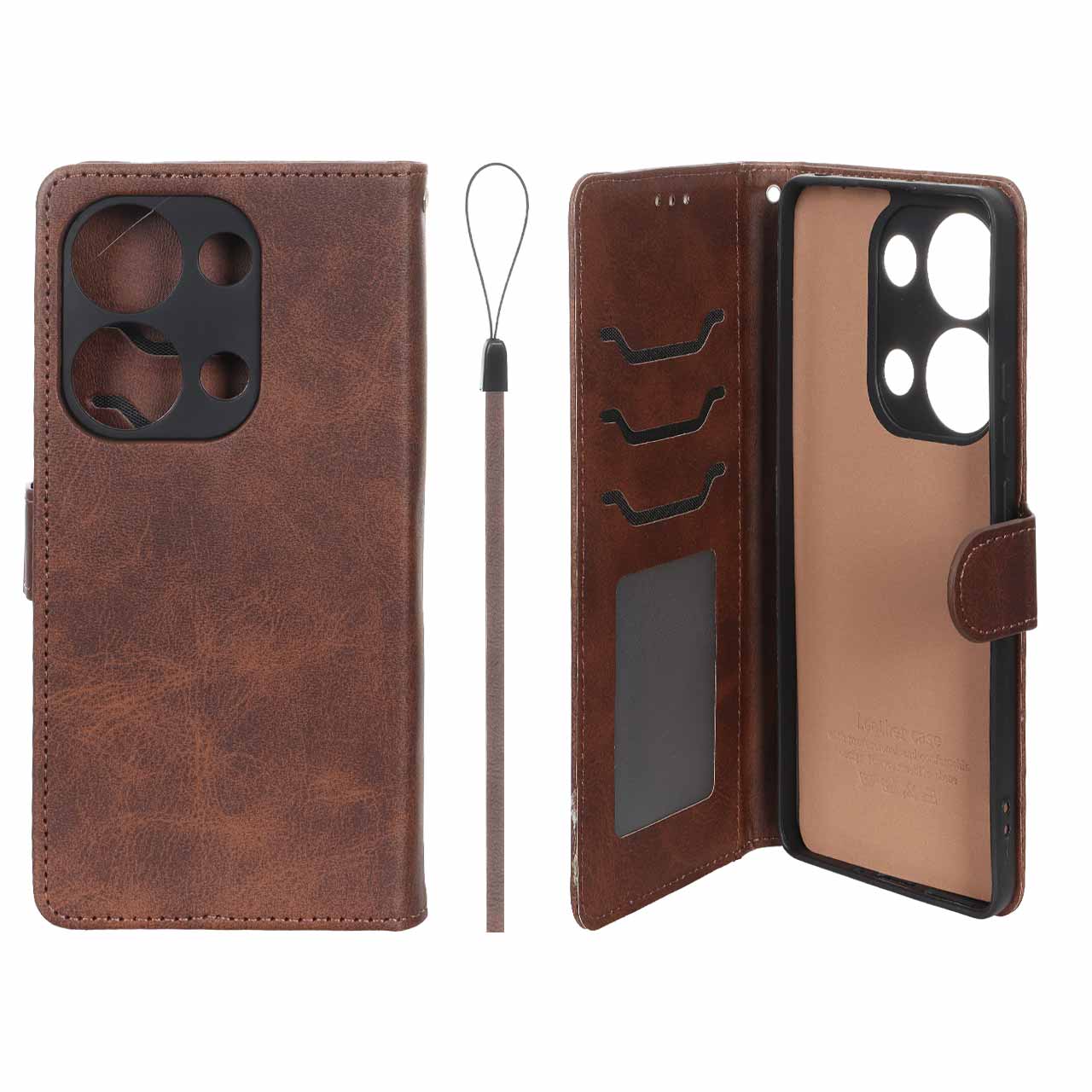 کیف موبایل چرمی جاکارتی محافظ لنزدار درجه یک داخل خز شیائومی مدل Xiaomi Redmi Note 14S / Note 13 Pro 4G / Poco M6 Pro 4G