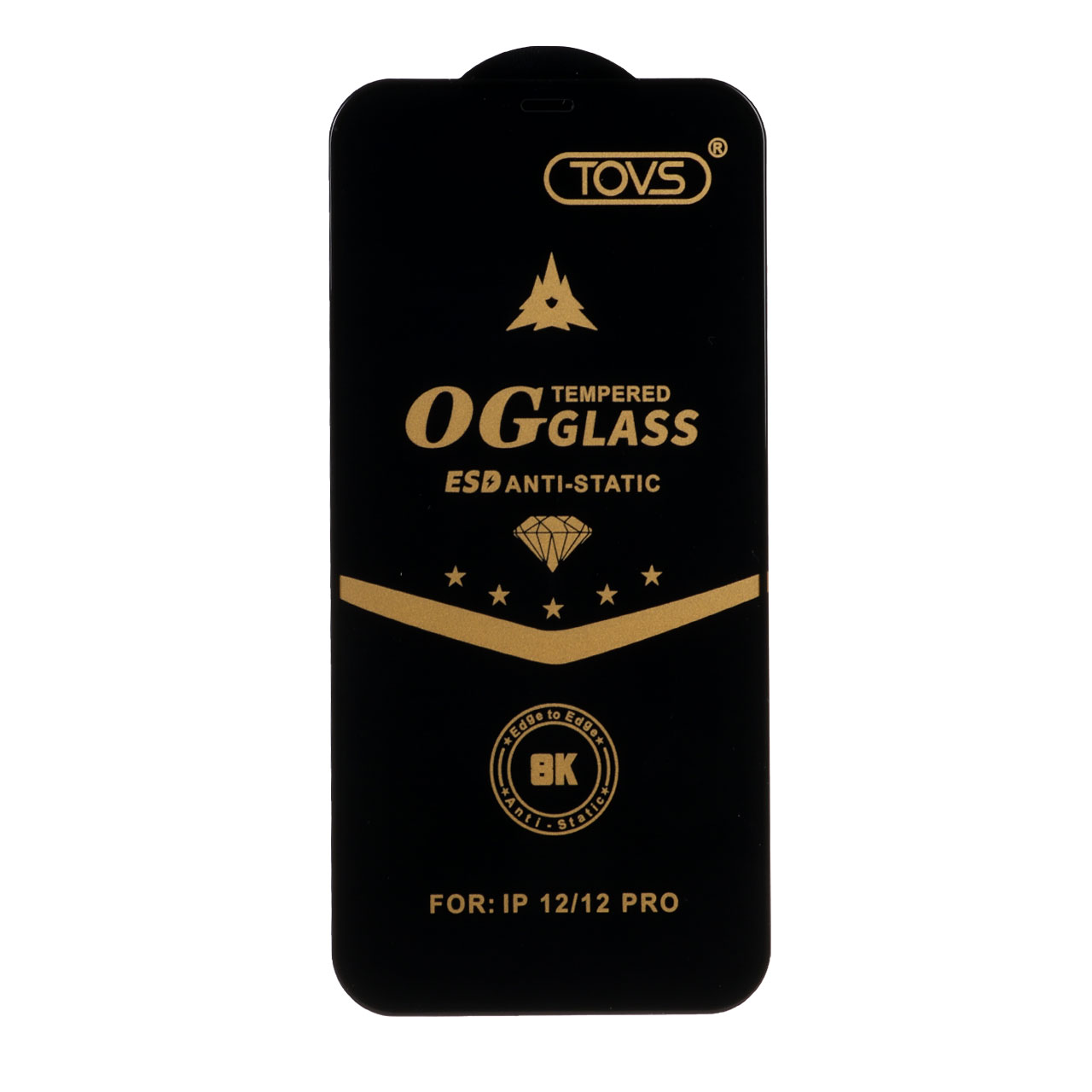 گلس محافظ صفحه نمایش شیشه ای آنتی استاتیک درجه یک Full Cover OG - ESD TOVS آیفون مدل Apple iPhone 12 / iPhone 12 Pro
