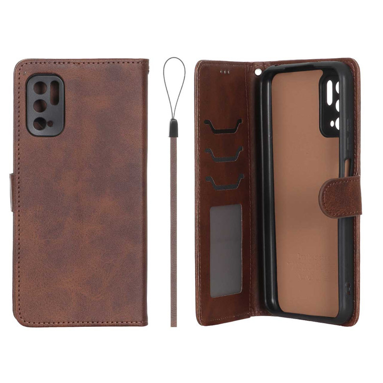 کیف موبایل چرمی جاکارتی و محافظ لنزدار درجه یک داخل خز شیائومی مدل Xiaomi Poco M3 Pro / Redmi Note 10 5G / Redmi Note 11 SE