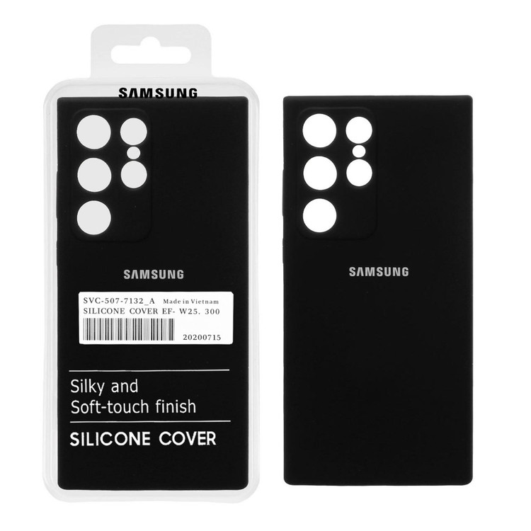 قاب سیلیکونی اورجینال داخل مخمل محافظ لنزدار پاک کنی سامسونگ مدل Samsung Galaxy S23 Ultra (پک اصلی)