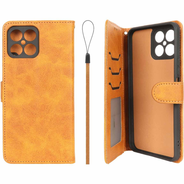کیف موبایل چرمی مگنتی جاکارتی و محافظ لنزدار داخل مخمل درجه یک هواوی آنر مدل Honor X8 4G