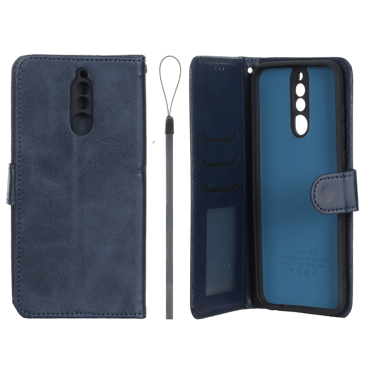 کیف موبایل چرمی مگنتی جاکارتی و محافظ لنزدار داخل مخمل درجه یک هواوی مدل Huawei Mate 10 Lite