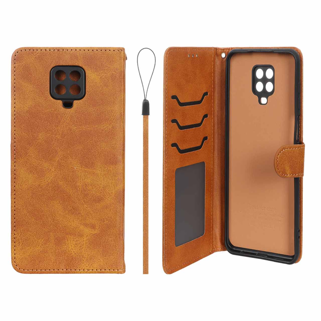 کیف موبایل چرمی جاکارتی مگنتی و محافظ لنزدار درجه یک شیائومی مدل Xiaomi Redmi Note 9S / Redmi Note 9 Pro / Redmi Note 9 Pro Max / Poco M2 Pro