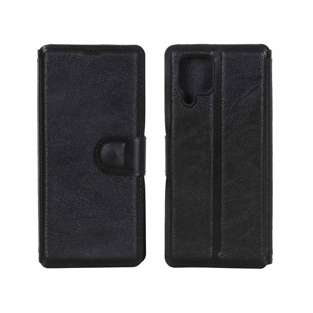 کیف موبایل چرمی مگنتی جاکارتی و محافظ لنزدار سامسونگ مدل Samsung Galaxy A22 4G / M22 / M32 4G / F22
