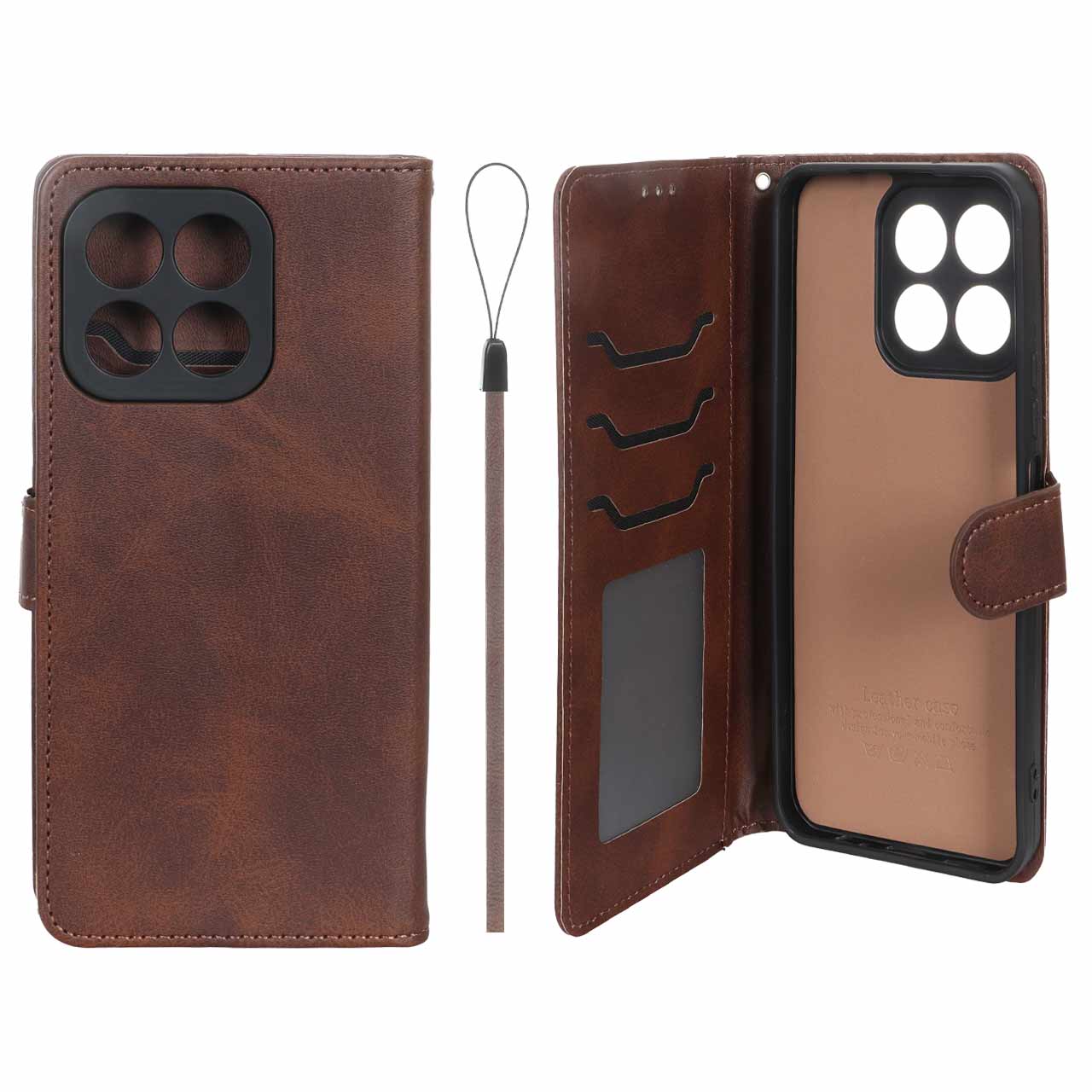 کیف موبایل چرمی مگنتی جاکارتی و محافظ لنزدار درجه یک داخل مخمل هواوی آنر Honor X6b