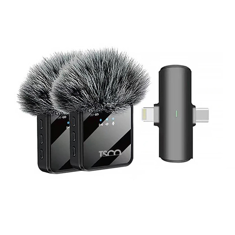 میکروفون یقه ای بی سیم Tsco Type-C/Lightning مدل TMIC 5007 (دو میکروفون)