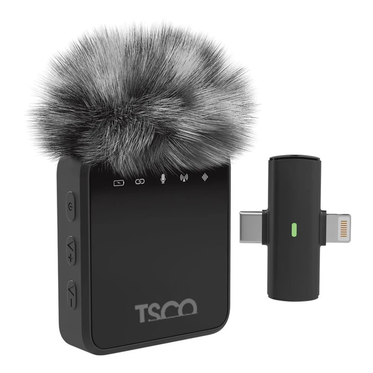 میکروفون یقه ای بی سیم Tsco Type-C/Lightning مدل TMIC 5007 (دو میکروفون)