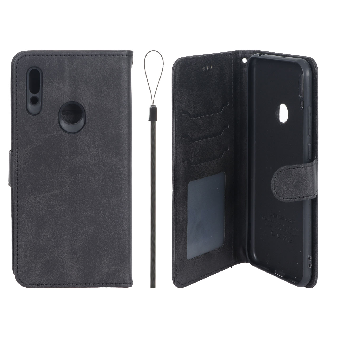 کیف موبایل چرمی مگنتی جاکارتی و محافظ لنزدار داخل مخمل درجه یک هواوی مدل Huawei Y6 (2019) / Y6 Prime (2019) / Y6s / Honor 8a