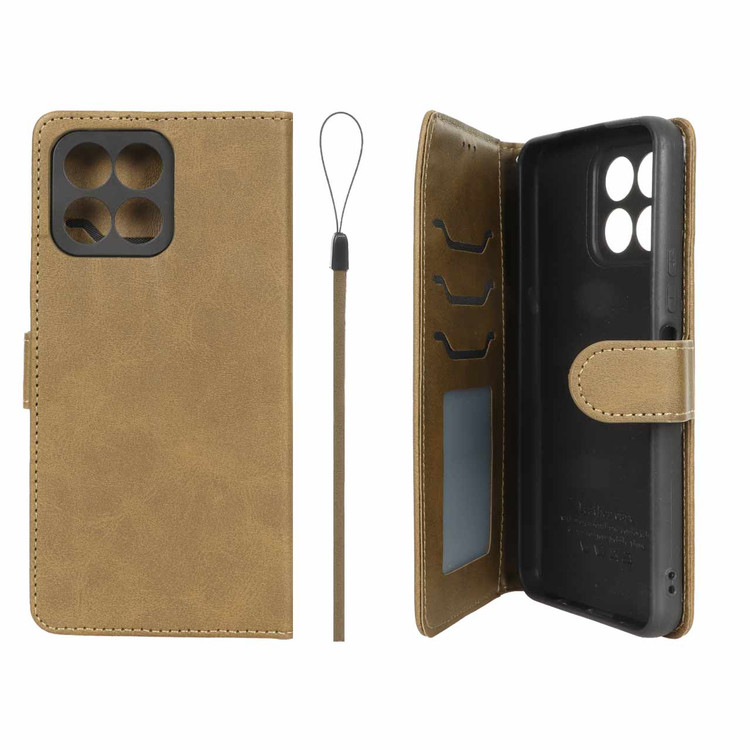 کیف موبایل چرمی مگنتی جاکارتی و محافظ لنزدار داخل مخمل درجه یک هواوی آنر مدل Honor X6 / X8 5G