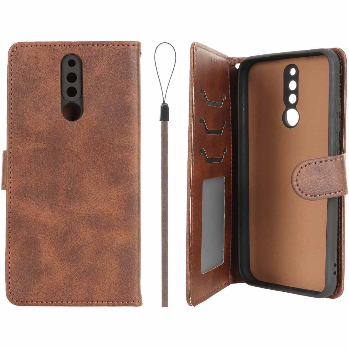 کیف موبایل چرمی مگنتی جاکارتی و محافظ لنزدار داخل مخمل درجه یک شیائومی مدل Xiaomi Redmi 8A