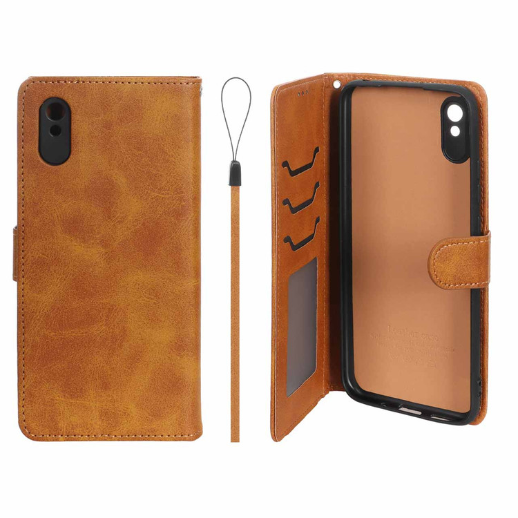 کیف موبایل چرمی مگنتی جاکارتی و محافظ لنزدار داخل مخمل درجه یک شیائومی مدل Xiaomi Redmi 9A / Redmi 9A Sport / Redmi 9AT