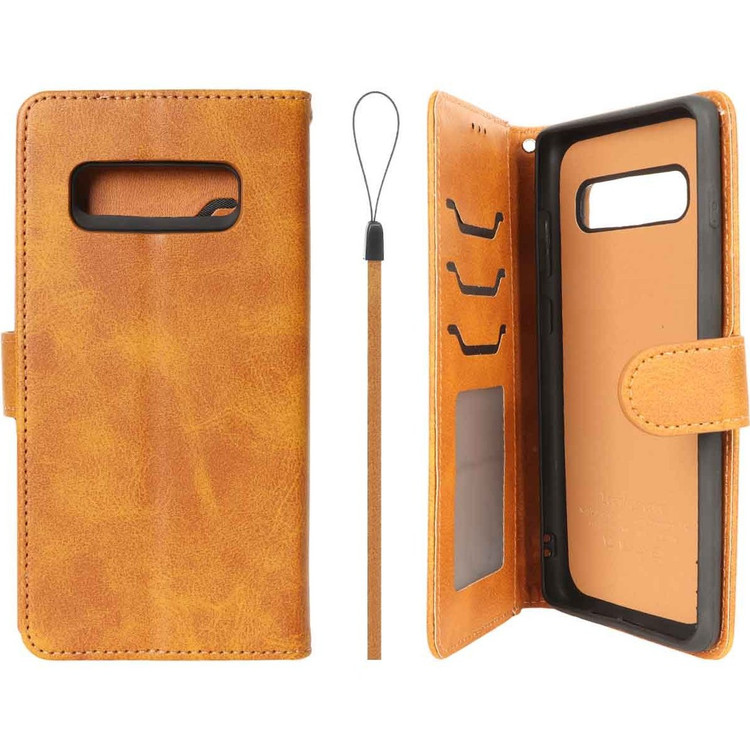 کیف موبایل چرمی مگنتی جاکارتی و محافظ لنزدار داخل مخمل درجه یک سامسونگ مدل Samsung Galaxy S10 Plus