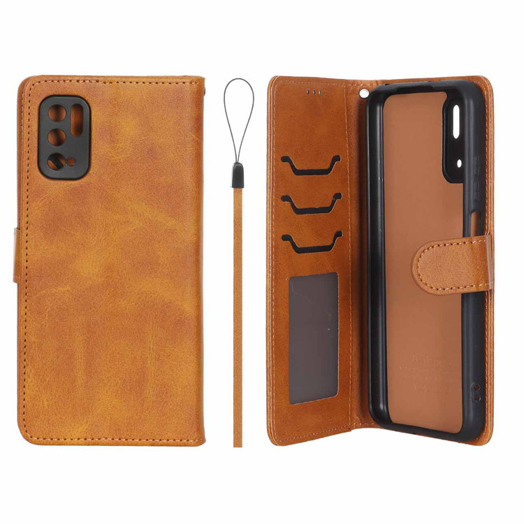 کیف موبایل چرمی مگنتی جاکارتی و محافظ لنزدار داخل مخمل درجه یک شیائومی مدل Xiaomi Poco M3 Pro / Redmi Note 10 5G / Redmi Note 11 SE