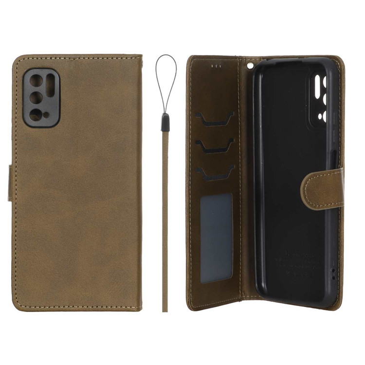 کیف موبایل چرمی مگنتی جاکارتی و محافظ لنزدار داخل مخمل درجه یک شیائومی مدل Xiaomi Poco M3 Pro / Redmi Note 10 5G / Redmi Note 11 SE