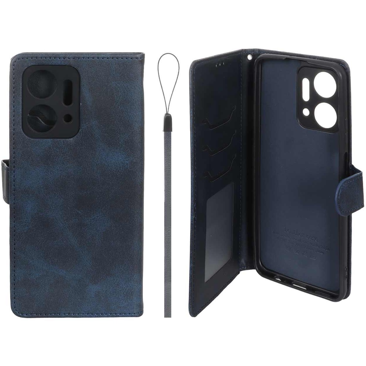 کیف موبایل چرمی مگنتی جاکارتی و محافظ لنزدار داخل مخمل درجه یک هواوی آنر Honor X7a
