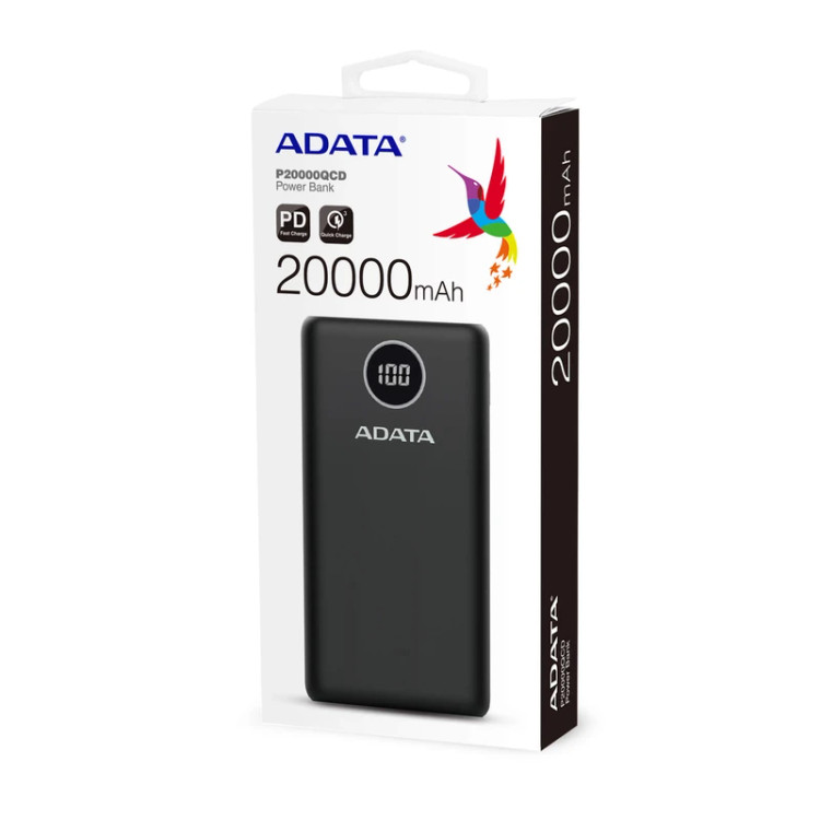 پاوربانک ای دیتا مدل ADATA P20000QCD ظرفیت 20000 میلی آمپر ساعت